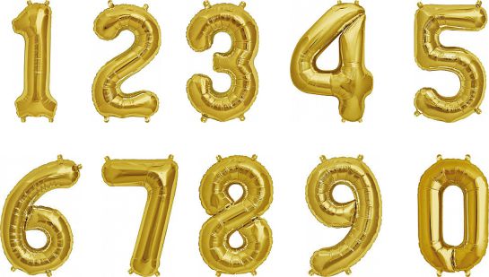 Folienballons Zahlen Gold