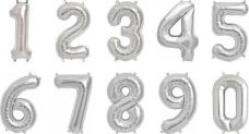 Folienballons Zahlen Silber